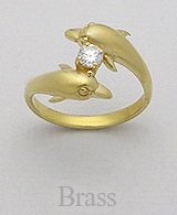 Couple Dolphin Brass Ring 806 with CZ