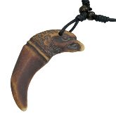 Carved Bone Hawk Head Tooth Necklace 741