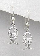 CZ Fish Sterling Silver Earrings 214