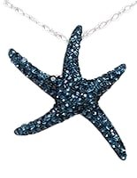 Sterling Silver Sea Star with Dark Blue Crystals Pendant 991