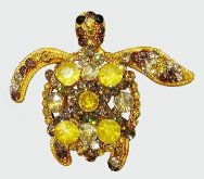 Sea Turtle Gold Crystal Theme Pendant