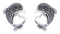 Sterling Silver Dolphin with Marcasite Post Earrings M121