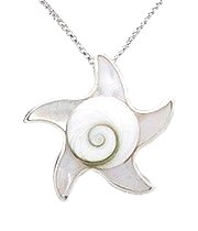 Sterling Silver Sea Star with White Mother of Pearl & Shiva Shell Pendant 793