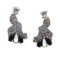 Sterling Silver Peacock Post Earrings 986 with Mother of Pearl