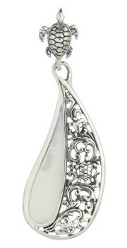 Turtle Sterling Silver Pendant 692 with Mother of Pearl and Turtle Bail