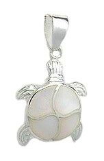 Sterling Silver Turtle with White Mother of Pearl Pendant 871