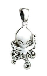 Sterling Silver Octopus Alien Pendant PP041