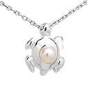 Sterling Silver Turtle with Fresh Water Pearl Pendant 877