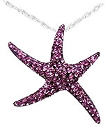 Sterling Silver Sea Star with Purple Crystals Pendant 991