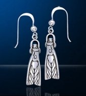 Sterling Silver Scuba Dive Fin Earrings SDE 345