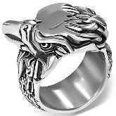 Stainless Steel Eagle Head Ring 651 side view