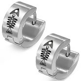 Stainless Steel Fishbone Huggie Earrings 412