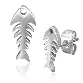 Stainless Steel Fishbone Post Earrings 681