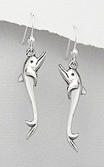 Sterling Silver Dolphin Dangle Earrings 613