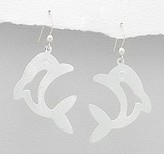 Dolphin Brushed Sterling Silver Earrings 992