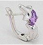Dolphin Sterling Silver Omega Back Earrings with Amethyst 130 side view