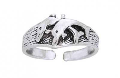 Sterling Silver Dolphin Toe Ring