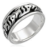 sterling silver spinning fish ring