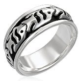 Stainless Steel & Sterling Silver Fish Ring | Shark Ring