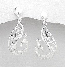 Sterling Silver Peacock Post Earrings 081