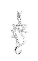 CZ Seahorse Sterling Silver Pendant 666