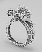 Sterling Silver Wrap Around Seahorse Ring 045