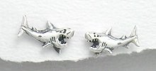 Sterling Silver Shark Post Earrings 536