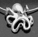 sterling silver octopus pendant R15 enlarged medium