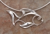 Aqueous Silhouette Sterling Silver Fish Necklace