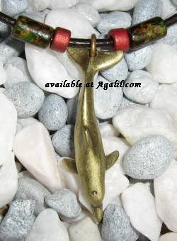brass dolphin necklace topview