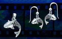 celtic shark pendant earrings set