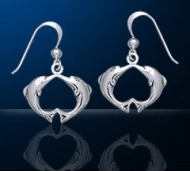 Sterling Silver Kissing Dolphin Earrings DE 8208