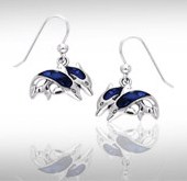 Paua Shell & Sterling Silver Twin Dolphin Earrings DE 822