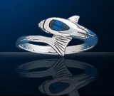paua shell sterling silver dolphin ring