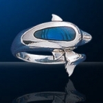 Paua Shell Sterling Silver Dolphin Ring DSDR 9158