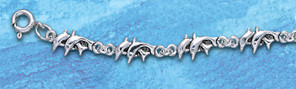 Sterling Silver Double Dolphin Bracelet DB 325