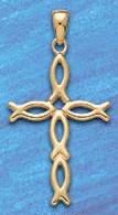 Jesus fish cross pendant DP 408 in gold