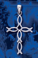 sterling silver fish cross pendant DP 408