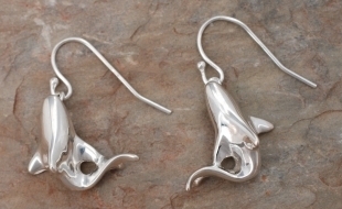 sculptural sterling silver shark earrings