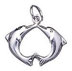 Sterling Silver Kissing Dolphin Charm