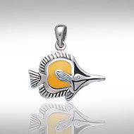 Sterling Silver Yellow Longnose Butterflyfish Pendant DP 7916