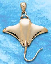 sterling silver manta ray pendant DP 1110 in gold