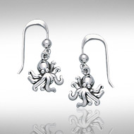 Sterling Silver Octopus Earrings DE 4204