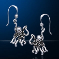 Sterling Silver Octopus Earrings DE 8233