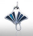 Paua Shell Silver Manta Ray Charm