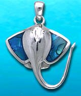 Sterling Silver Stingray Pendant DP 500 with Paua Shell