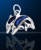 Paua Shell Sterling Silver Twin Dolphin Charm DC 960