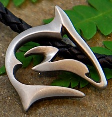 pewter artistic shark necklace