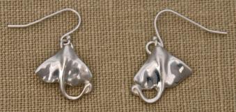 sculptural sterling silver stingray earrings