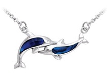 Sterling Silver Dolphin Necklace DN 750 with Paua Shell